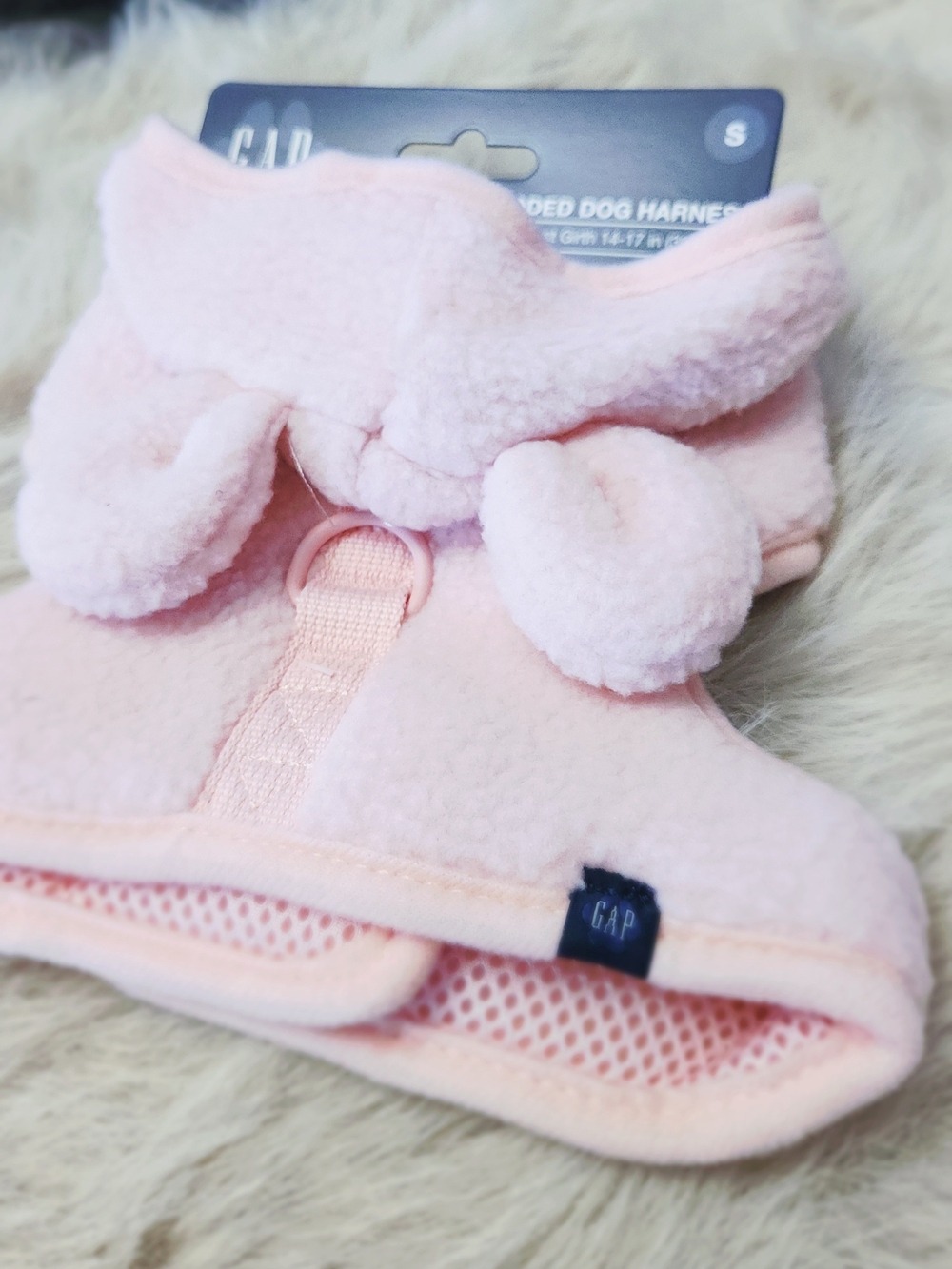 GAP Dog Pink Fleece Pom-Pom Harness Vest